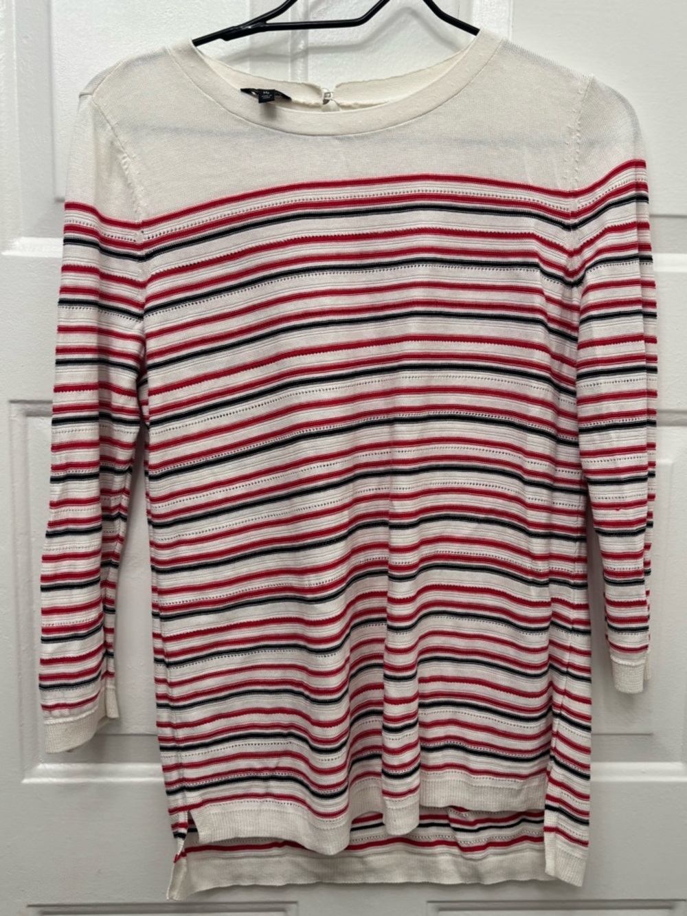 Talbots Striped Cream and Red Lightweight Knit Top